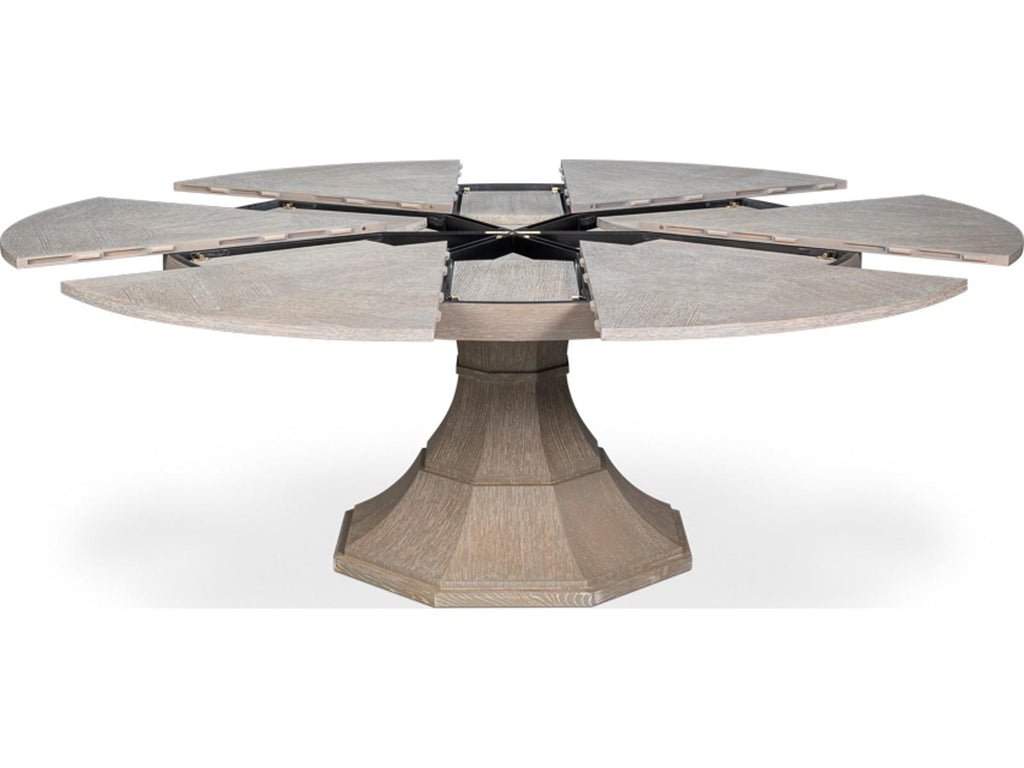 Giselle Round Jupe Extendable Dining Table in Moonskin