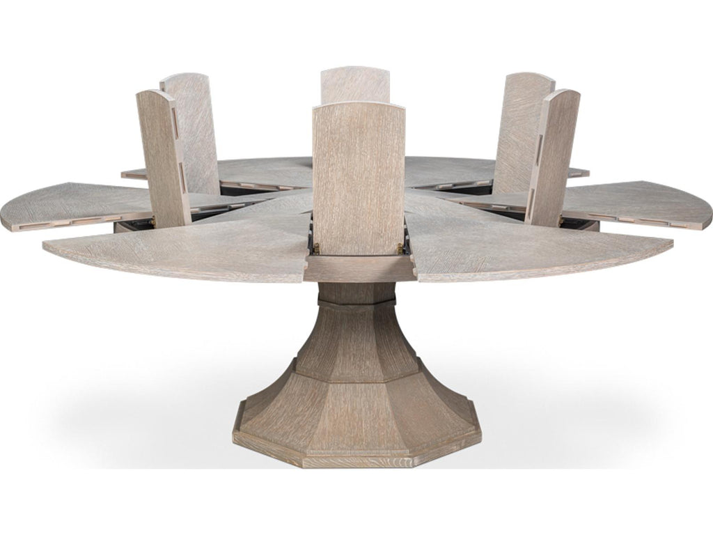 Giselle Round Jupe Extendable Dining Table in Moonskin