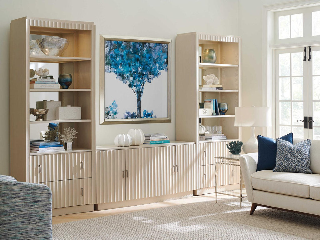 Cascades 64-Inch Oak Wood Media Console in Linen White
