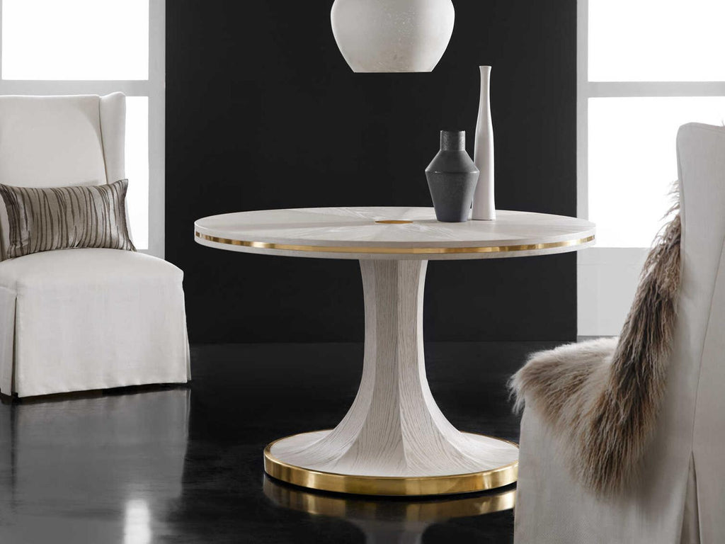 Windward Round 48-Inch Dining Table in White Painted Oak Veneer