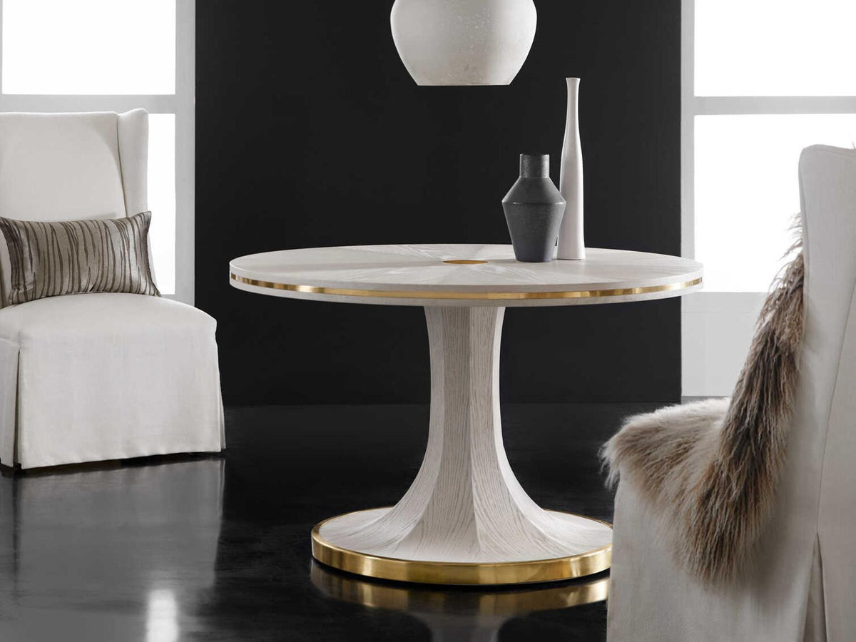 Windward Round 48-Inch Dining Table in White Painted Oak Veneer