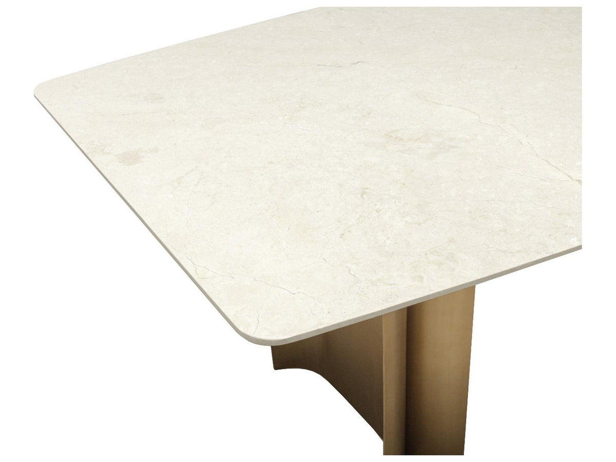 Astara Rectangular 94.5 Inch Dining Table Cream Marble Antique Brass