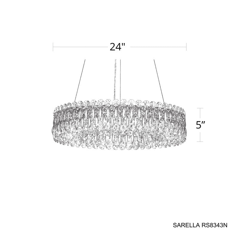 Sarella 12 Light 24in Round Chandelier in Black with Clear Radiance Crystals