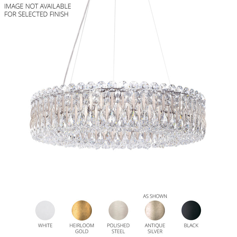 Sarella 12 Light 24in Round Chandelier in Black with Clear Radiance Crystals