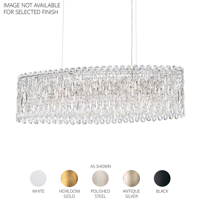 Sarella 12 Light 36in Oval Chandelier in Polished Stainless Steel with Clear Heritage Handcut Crystals