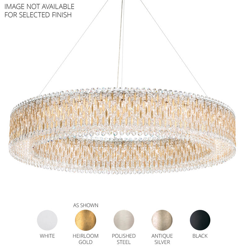 Sarella 32 Light 60in Round Chandelier in White with Clear Heritage Handcut Crystals