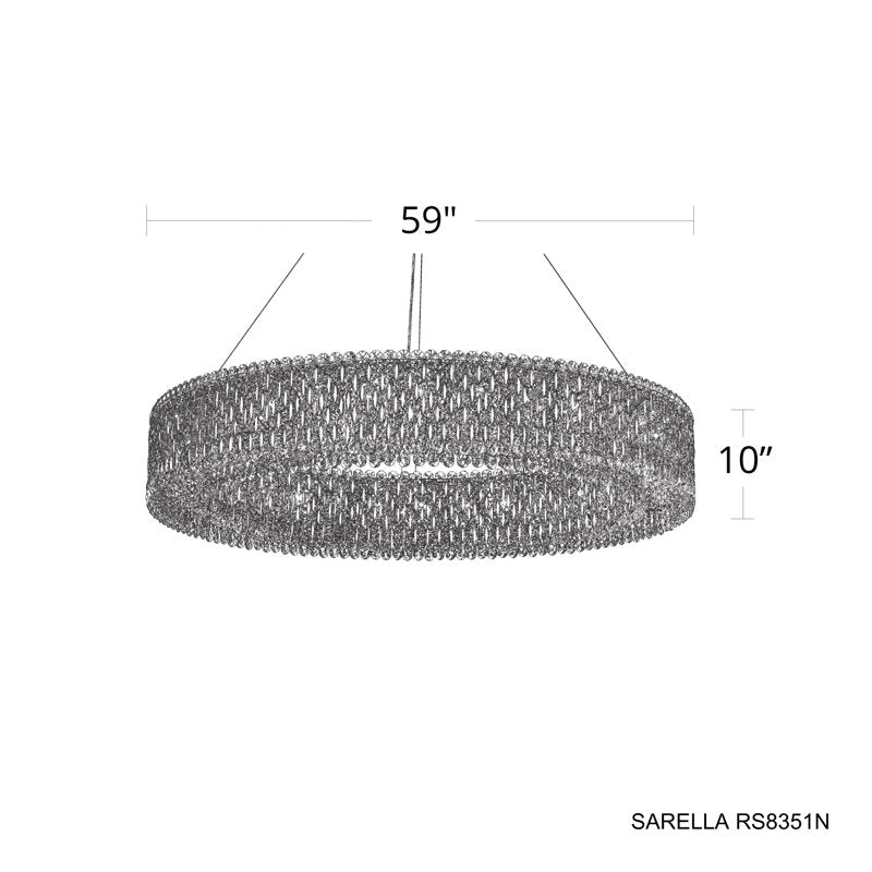 Sarella 32 Light 60in Round Chandelier in White with Clear Heritage Handcut Crystals