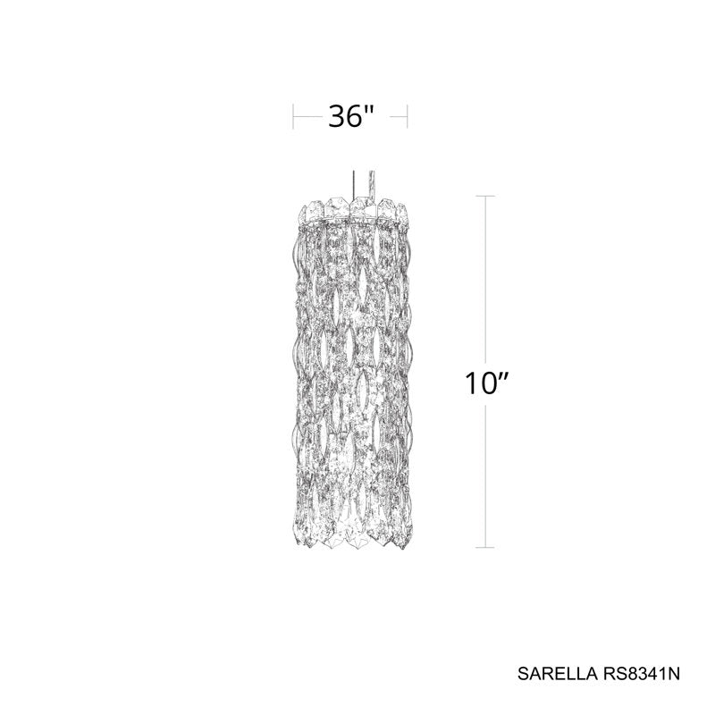 Sarella 3 Light 5in x 15in Pendant in Antique Silver with Clear Heritage Handcut Crystals