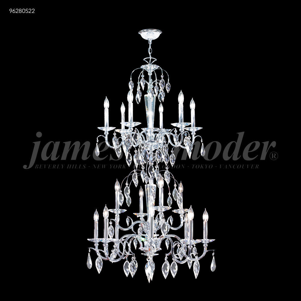 Sculptured Crystal Leaf 18 - Light Chandelier
