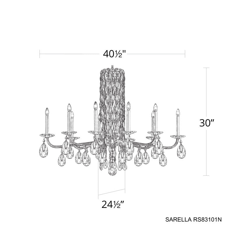 Siena 10 Light 40.5in x 30in Chandelier in Antique Silver with Clear Heritage Handcut Crystals