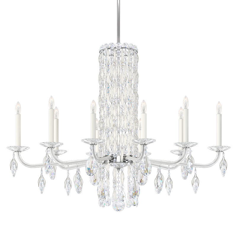 Siena 10 Light 40.5in x 30in Chandelier in Antique Silver with Clear Heritage Handcut Crystals