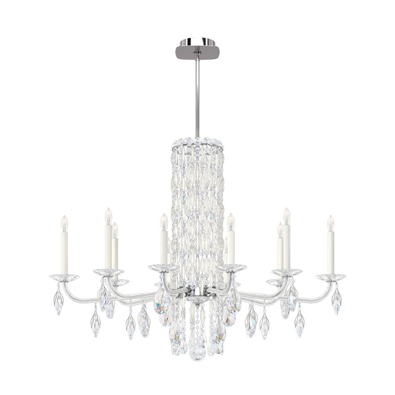 Siena 10 Light 40.5in x 30in Chandelier in Antique Silver with Clear Heritage Handcut Crystals