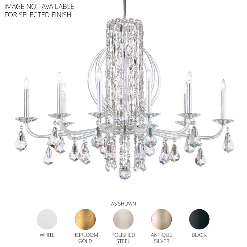 Siena 10 Light 40.5in x 30in Chandelier with Crystal Tusks in Antique Silver with Clear Radiance Crystals