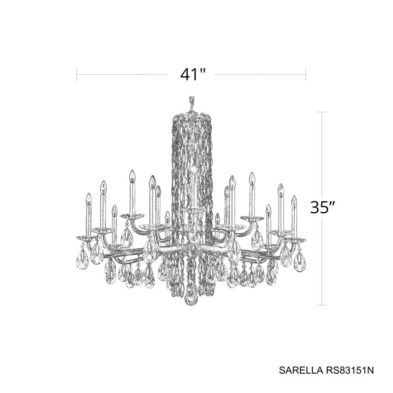 Siena 15 Light 41in x 35in Chandelier in Heirloom Gold with Clear Radiance Crystals