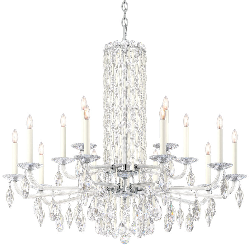 Siena 15 Light 41in x 35in Chandelier with Crystal Tusks in Antique Silver with Clear Radiance Crystals