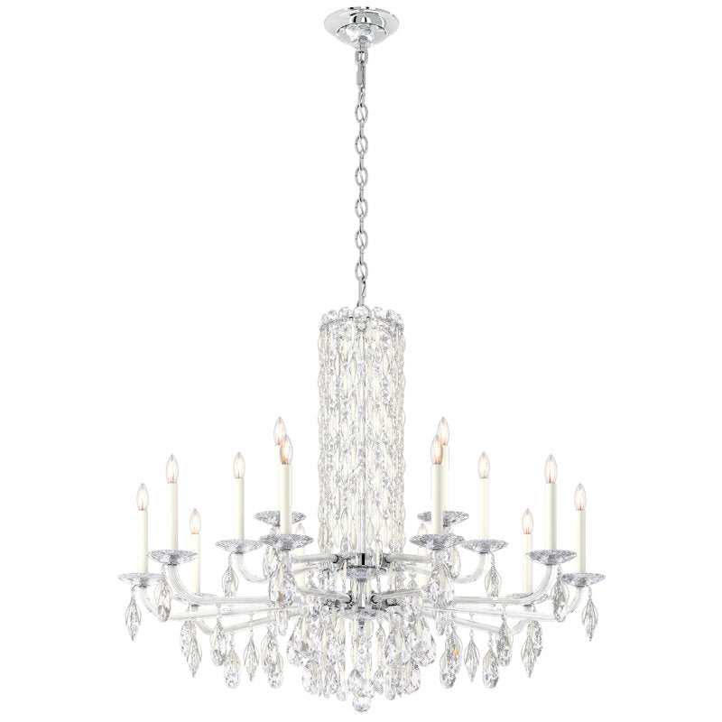 Siena 15 Light 41in x 35in Chandelier with Crystal Tusks in Antique Silver with Clear Radiance Crystals
