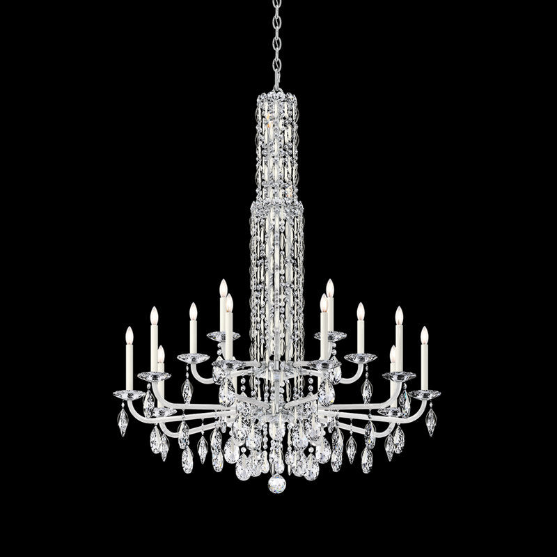 Siena 17 Light 40.5in x 50.5in Two-Tier Chandelier in Black with Clear Radiance Crystals
