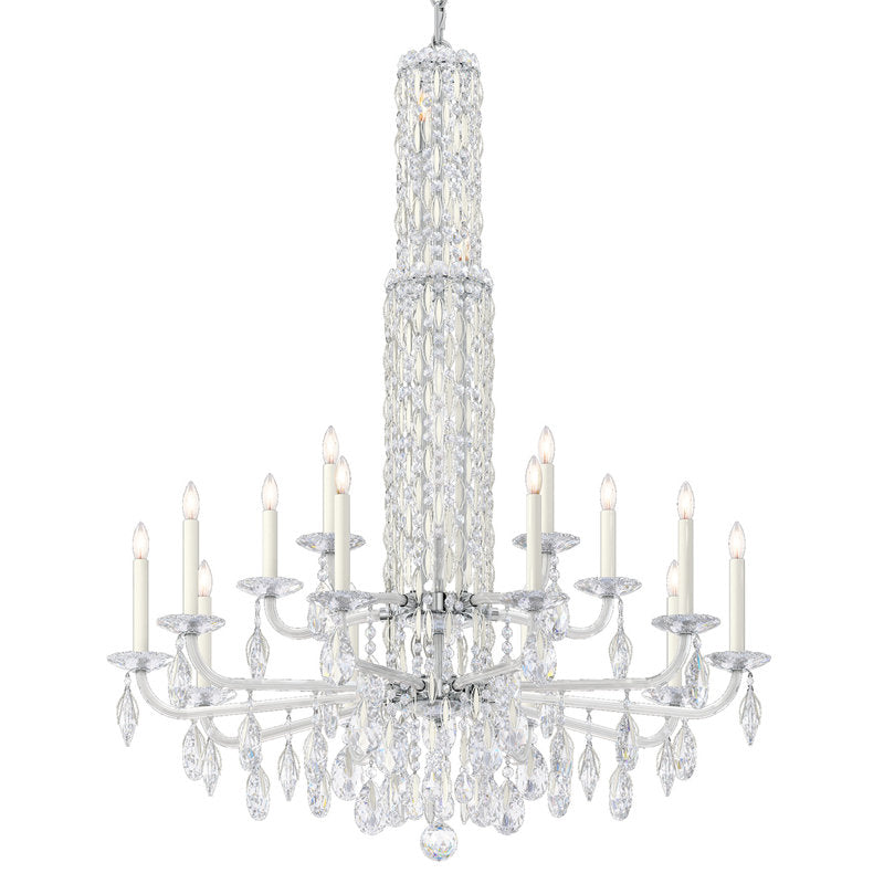 Siena 17 Light 40.5in x 50.5in Two-Tier Chandelier in Black with Clear Radiance Crystals