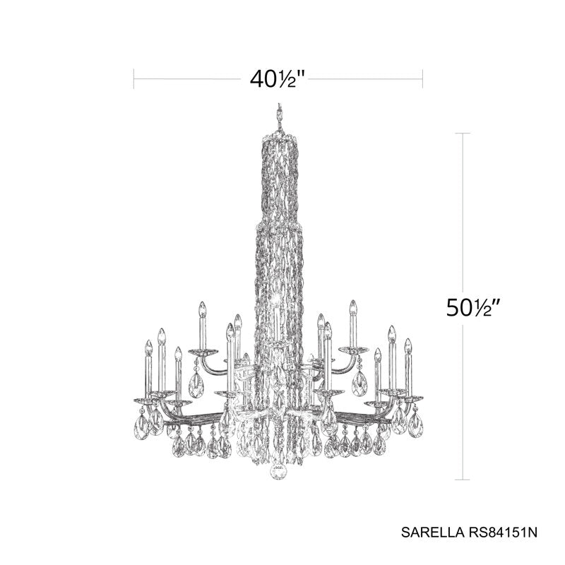 Siena 17 Light 40.5in x 50.5in Two-Tier Chandelier in Black with Clear Radiance Crystals