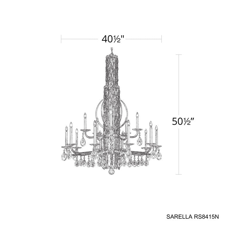 Siena 17 Light 40.5in x 50.5in Two-Tier Chandelier with Crystal Tusks in Polished Stainless Steel with Clear Radiance Crystals
