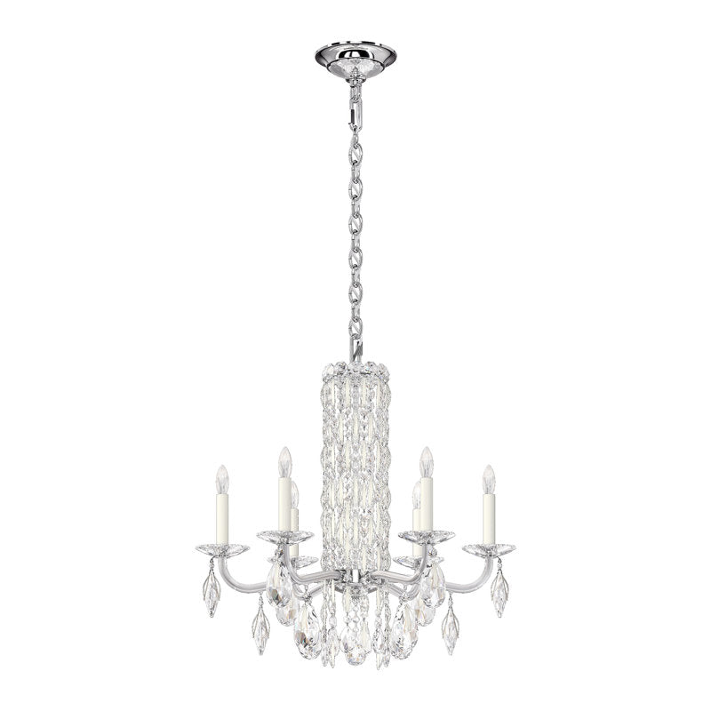 Siena 6 Light 24.5in x 23.5in Chandelier in Antique Silver with Clear Radiance Crystals