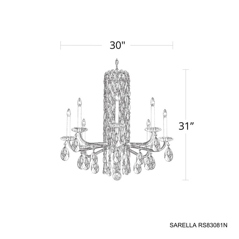 Siena 8 Light 30in x 31in Chandelier in Heirloom Gold with Clear Heritage Handcut Crystals