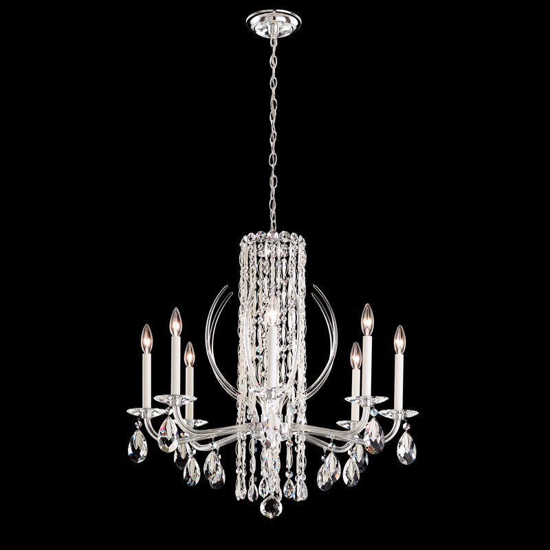 Siena 8 Light 30in x 31in Chandelier with Crystal Tusks in White with Clear Radiance Crystals