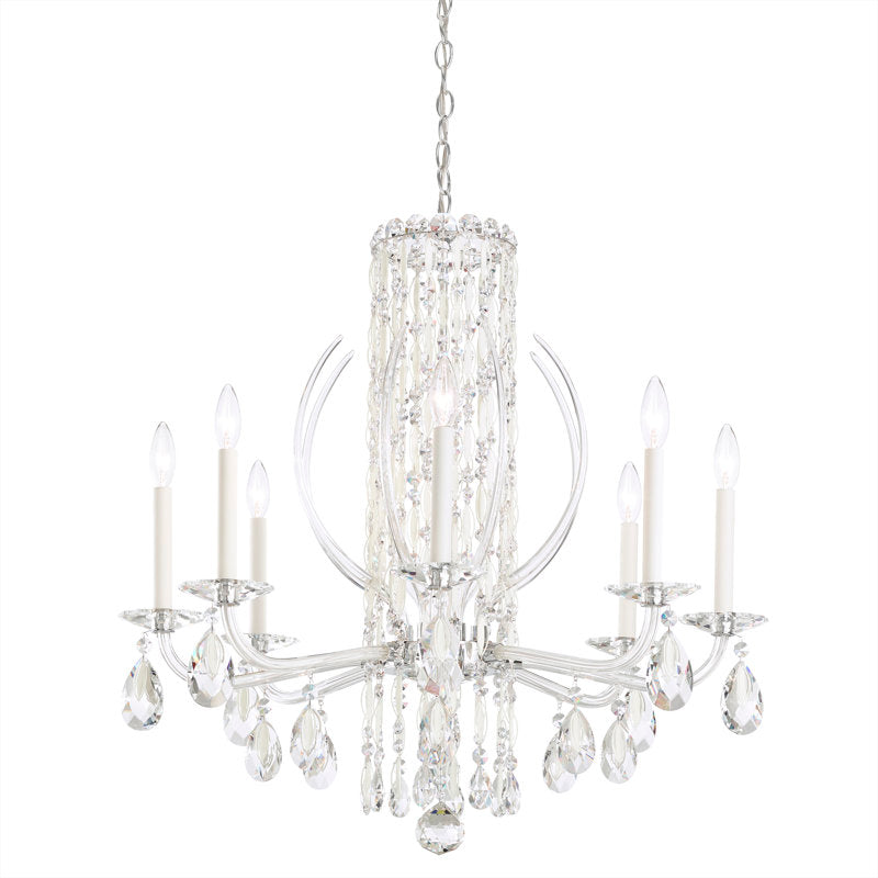 Siena 8 Light 30in x 31in Chandelier with Crystal Tusks in White with Clear Radiance Crystals