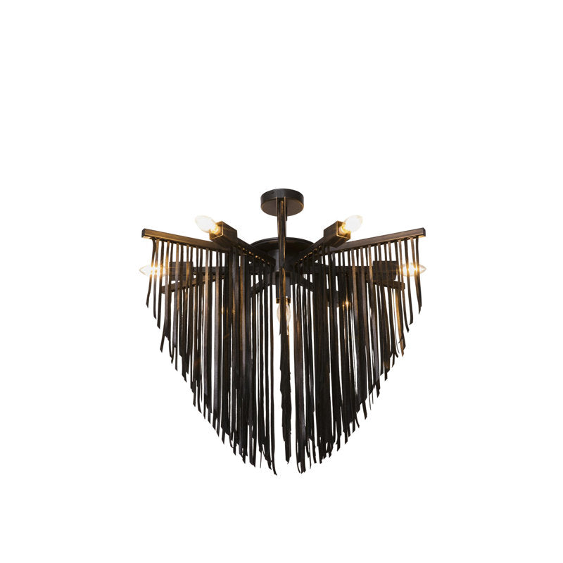 Small Leather Fringe Chandelier