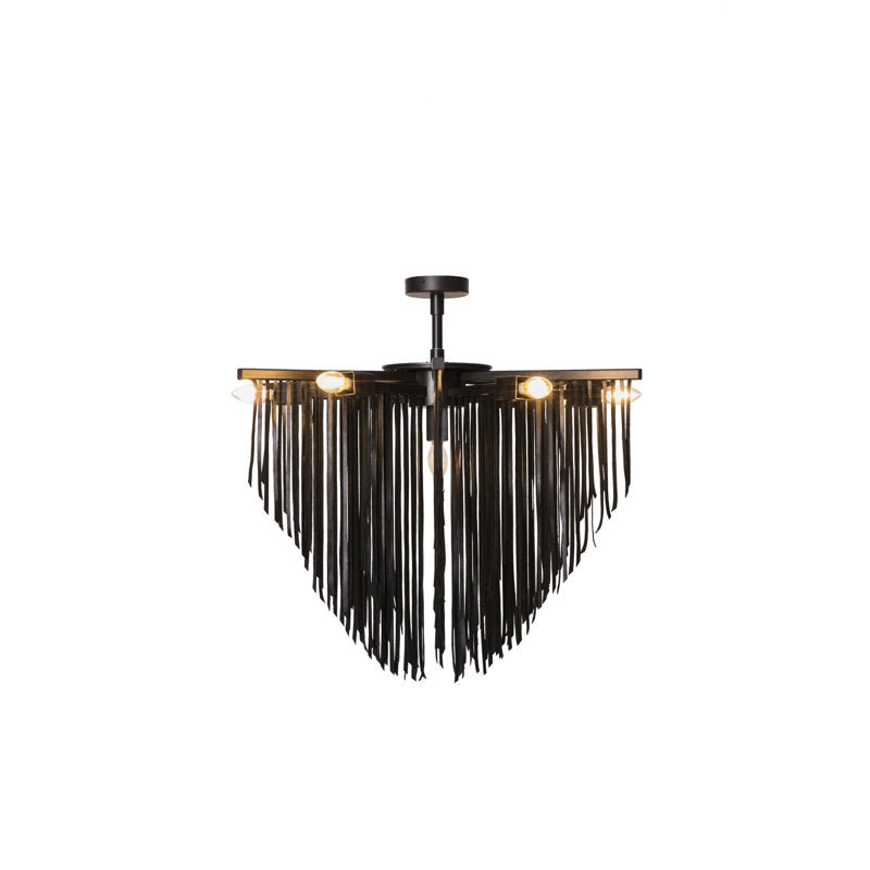 Small Leather Fringe Chandelier