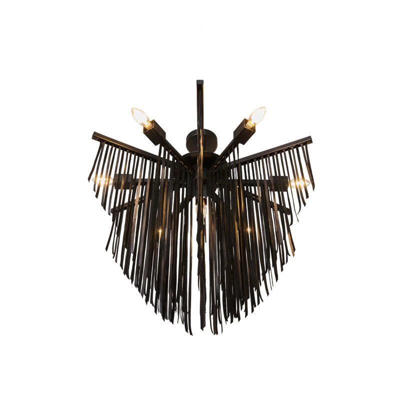 Small Leather Fringe Chandelier