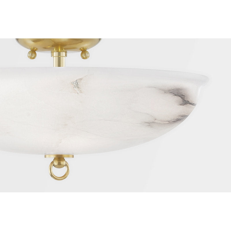 Somerset - 3 Light Semi Flush By Mark D. Sikes - Aged Brass Frame - Alabaster Shade