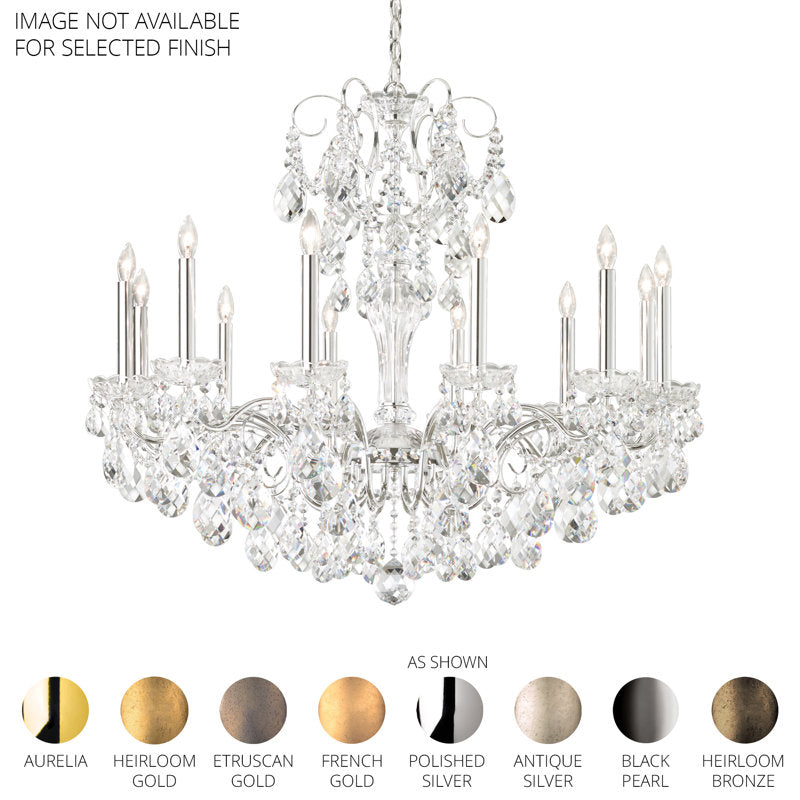 Sonatina 12 Light 34in x 29.5in Chandelier in Polished Gold with Clear Heritage Handcut Crystals