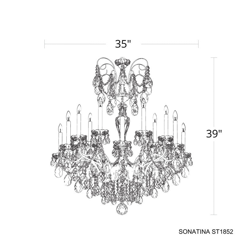 Sonatina 14 Light 35in x 39in Chandelier in Polished Gold with Clear Heritage Handcut Crystals