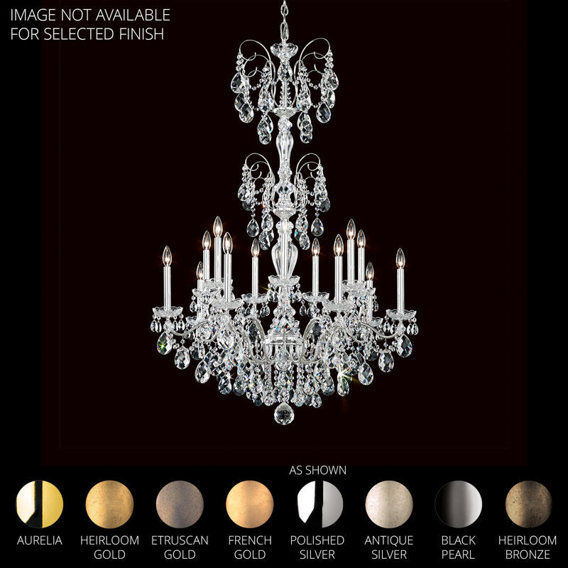 Sonatina 14 Light 35in x 52.5in Chandelier in Heirloom Gold with Clear Heritage Handcut Crystals
