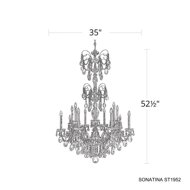 Sonatina 14 Light 35in x 52.5in Chandelier in Heirloom Gold with Clear Heritage Handcut Crystals