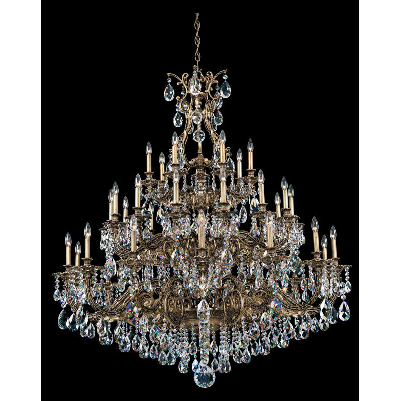 Sophia 35 Light 55in x 63in Chandelier in Parchment Gold with Clear Heritage Handcut Crystals