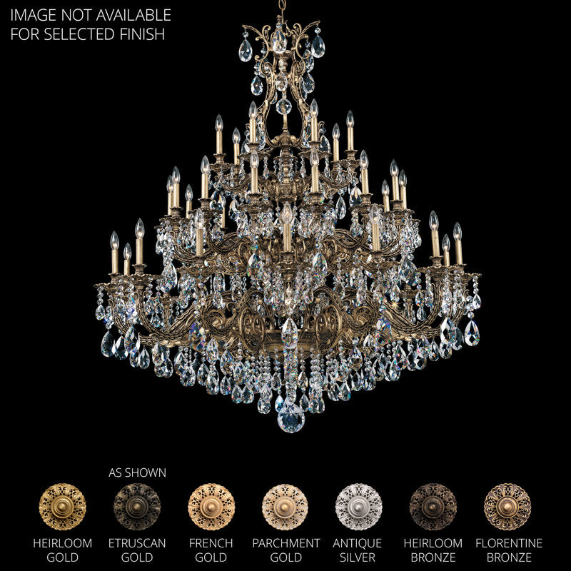 Sophia 35 Light 55in x 63in Chandelier in Parchment Gold with Clear Heritage Handcut Crystals
