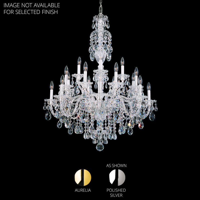 Sterling 20 Light 34in x 43in Three-Tier Chandelier in Gold with Clear Heritage Handcut Crystals