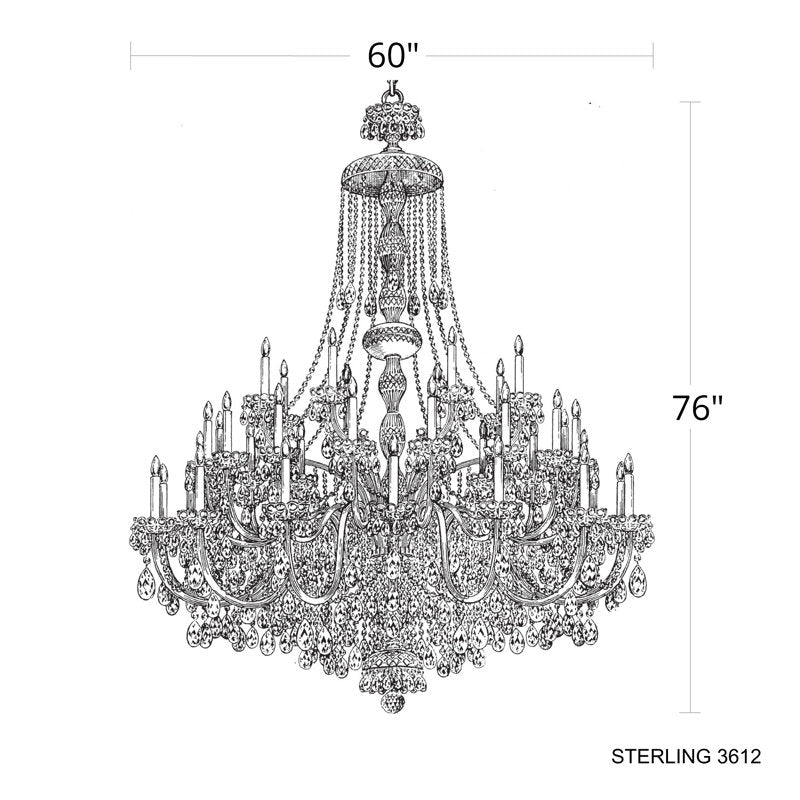 Sterling 40 Light 60in x 76in Chandelier in Gold with Clear Heritage Handcut Crystals