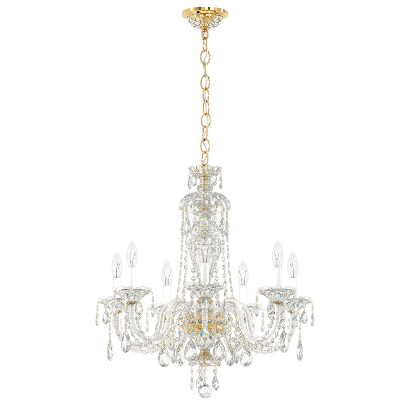 Sterling 7 Light 25in x 26in Chandelier in Silver with Clear Heritage Handcut Crystals