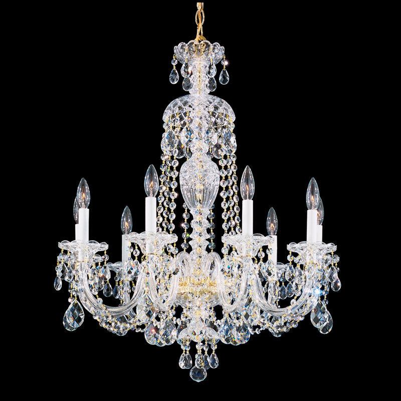 Sterling 9 Light 27in x 31in Chandelier in Gold with Clear Heritage Handcut Crystals