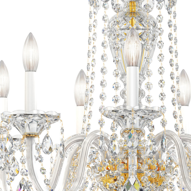 Sterling 9 Light 27in x 31in Chandelier in Gold with Clear Heritage Handcut Crystals