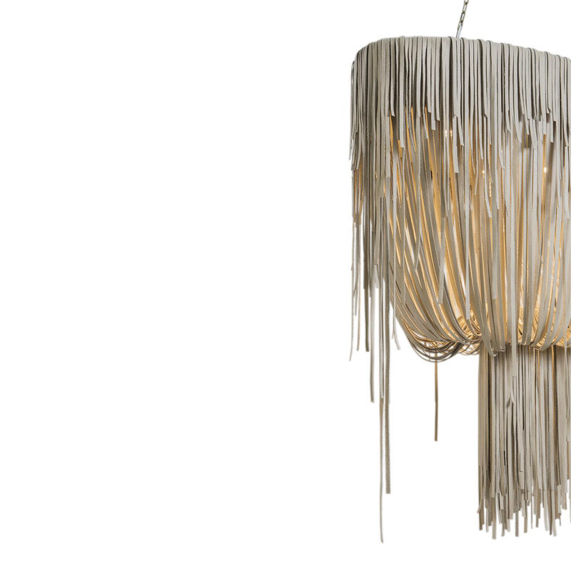 Stretch Oval Leather Fringe Chandelier