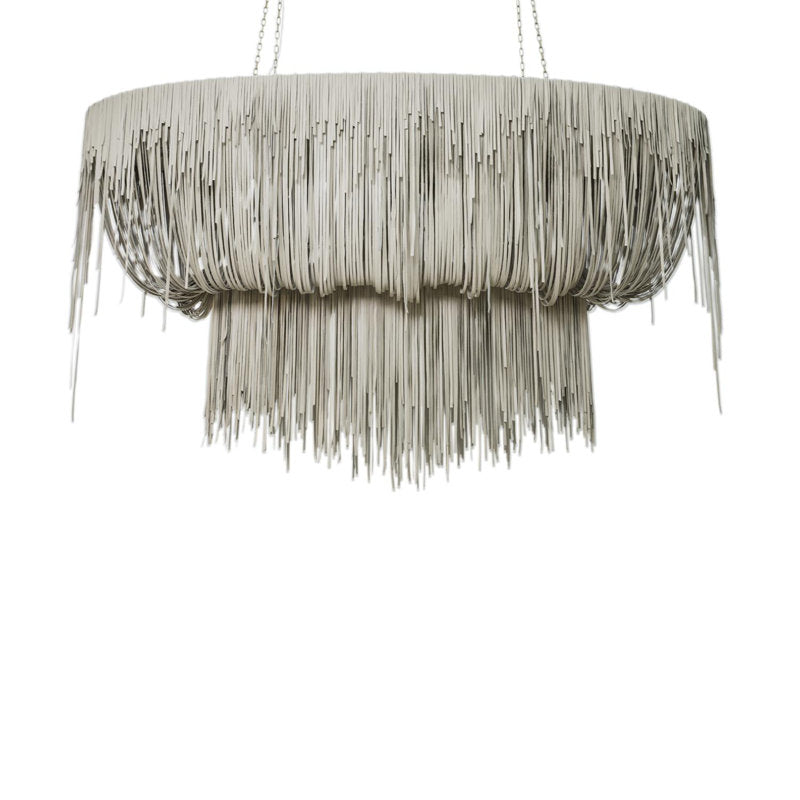 Stretch Oval Leather Fringe Chandelier