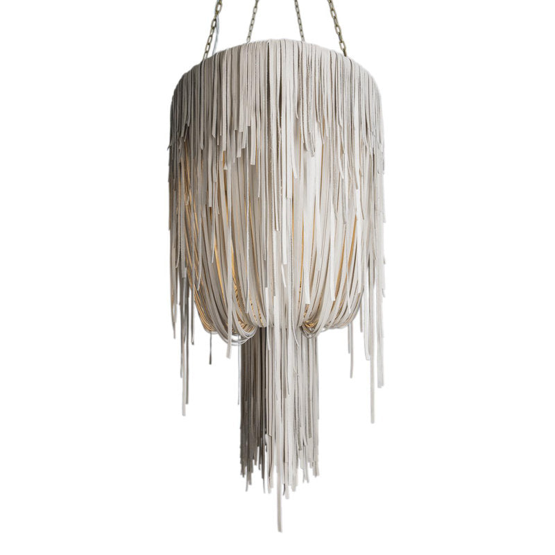 Stretch Oval Leather Fringe Chandelier