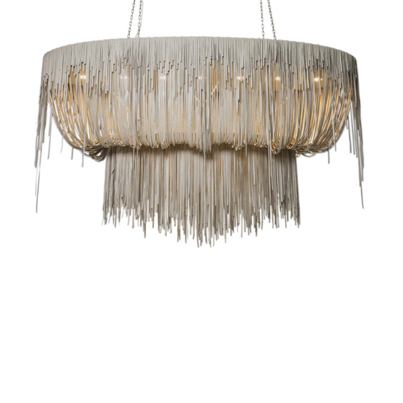 Stretch Oval Leather Fringe Chandelier