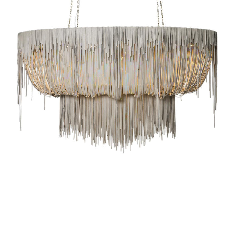 Stretch Oval Leather Fringe Chandelier