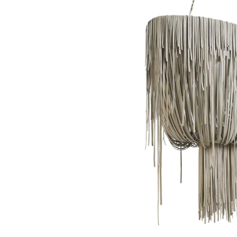 Stretch Oval Leather Fringe Chandelier