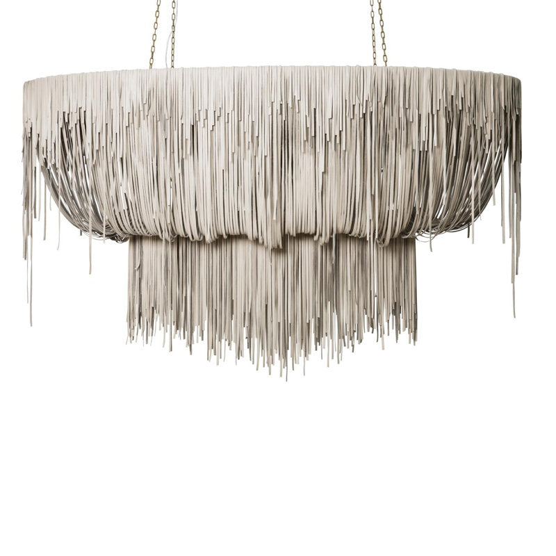 Stretch Oval Leather Fringe Chandelier